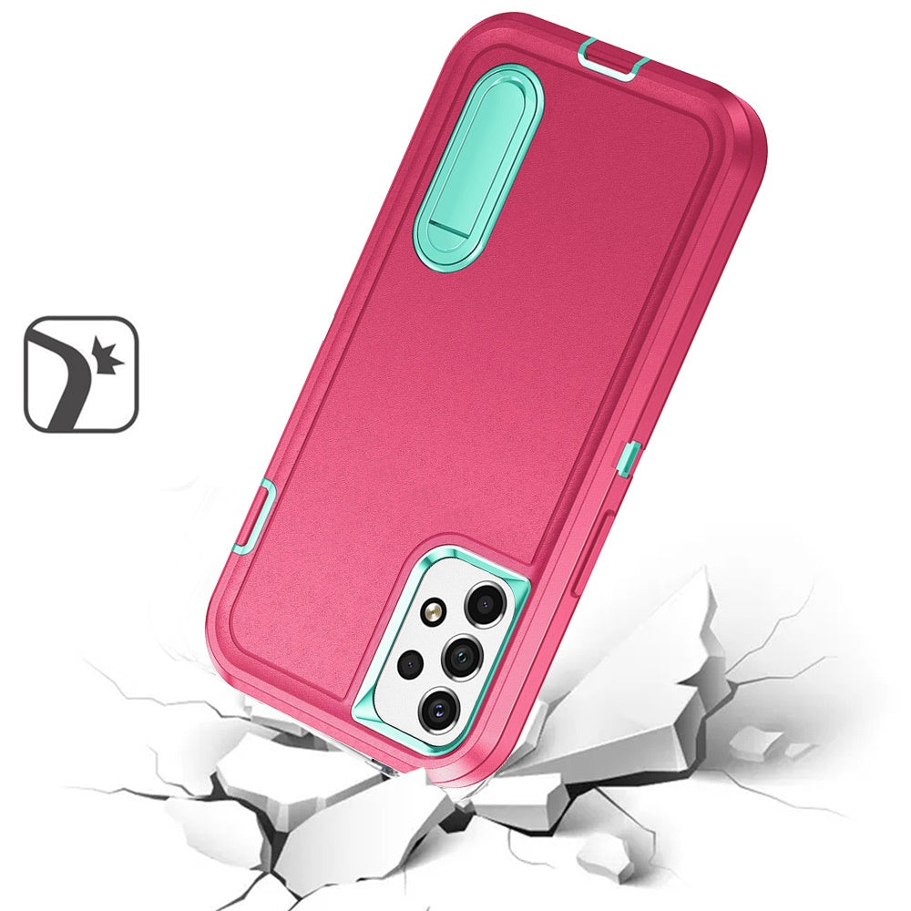 For Apple iPhone 14 (6.1") Hybrid 3 Layers Hard 3in1 Shockproof with Kickstand Heavy Duty Hard TPU Rubber Anti-Drop  Phone Case Cover