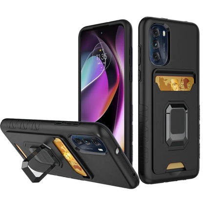 For Motorola Moto G Stylus 5G 2022 Wallet Case with Credit Card Slot Holder & Magnetic Stand Kickstand Ring Hybrid Armor  Phone Case Cover