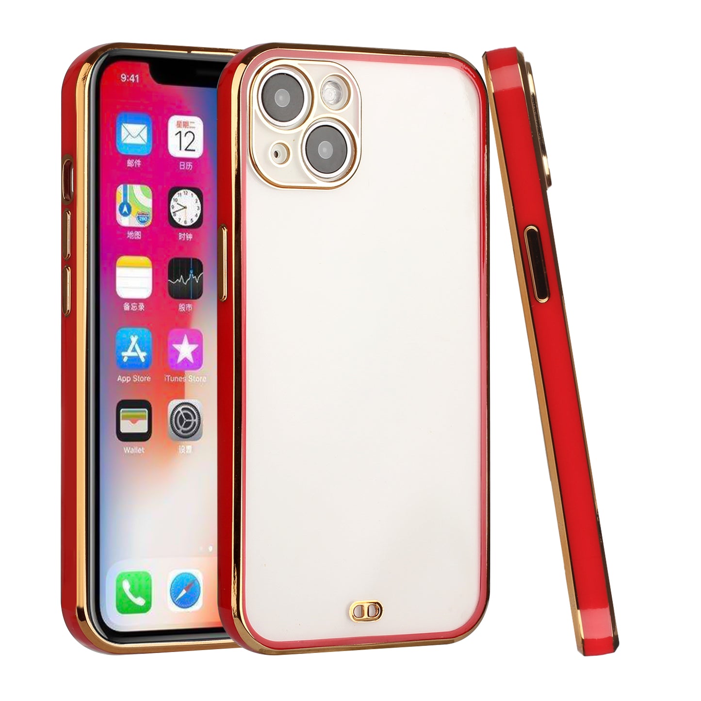 For Apple iPhone 11 (6.1") Slim Hybrid Gold Plated Chrome Transparent Rubber Gummy Hard PC Thick TPU Protective  Phone Case Cover