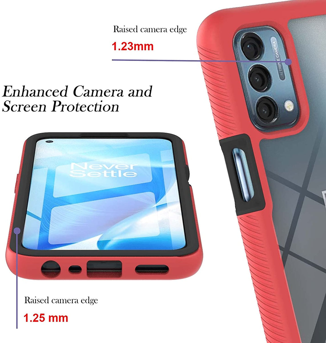 For Samsung Galaxy A23 5G Full Body Armor Slim Hybrid Double Layer Hard PC + TPU Transparent Back Rugged Shockproof Clear / Pink Phone Case Cover