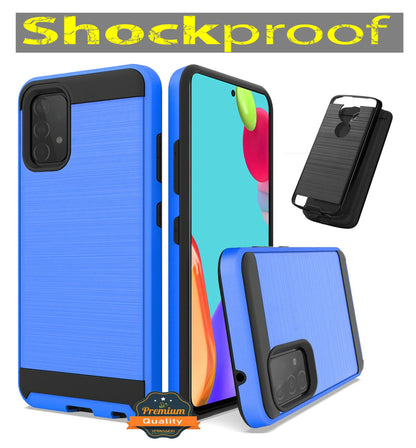 For Samsung Galaxy A53 5G Hybrid Rugged Brushed Metallic Design [Soft TPU + Hard PC] Dual Layer Shockproof Armor Impact  Phone Case Cover