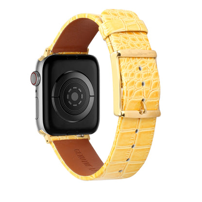For Apple Watch Size 38/40/41mm Genuine Leather Replacement Band Strap Hybrid Wristbands Design Gold Buckle for iWatch Series 7/SE/6/5/4/3/2/1  Phone Case Cover