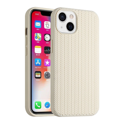 For Apple iPhone 13 (6.1") Ultra Thin Silicone Rubber Stripe Woven Design Pattern Hybrid TPU Gel Rugged Drop Protection  Phone Case Cover