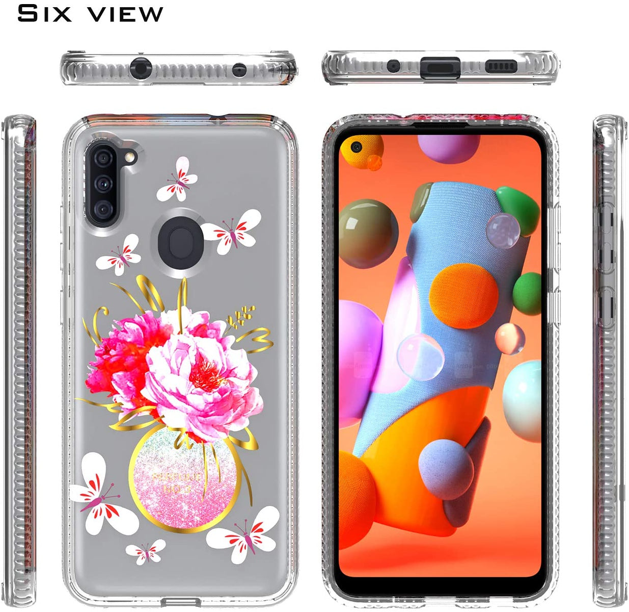 For Apple iPhone 14 (6.1") Clear Fashion IMD Pattern Design Hard Back PC Hybrid Bumper Armor TPU Soft Rubber Slim  Phone Case Cover