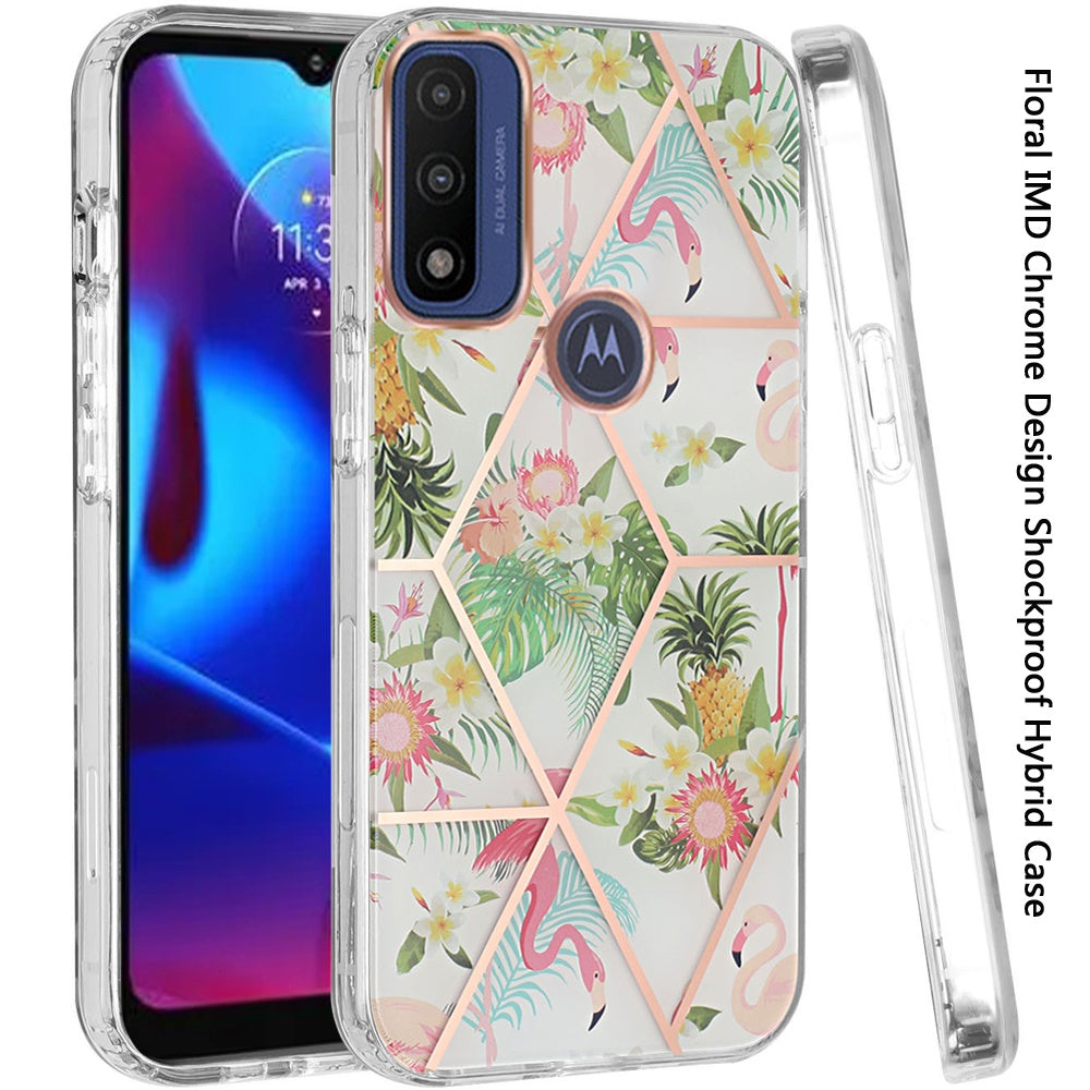 For Motorola Moto G Pure /G Power 2022 Fashion Floral IMD Design Flower Hybrid Protective Hard Rubber TPU Slim Back Shockproof  Phone Case Cover