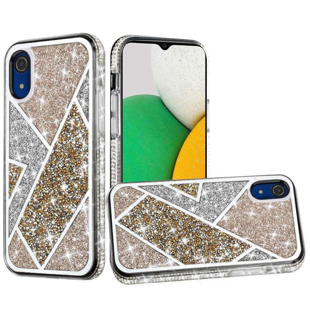 For Samsung A03 Core Glitter Bling Diamond Rhinestone Sparkly Bumper Fashion Shiny Cute Fancy Cases Hybrid Rugged PC  Phone Case Cover
