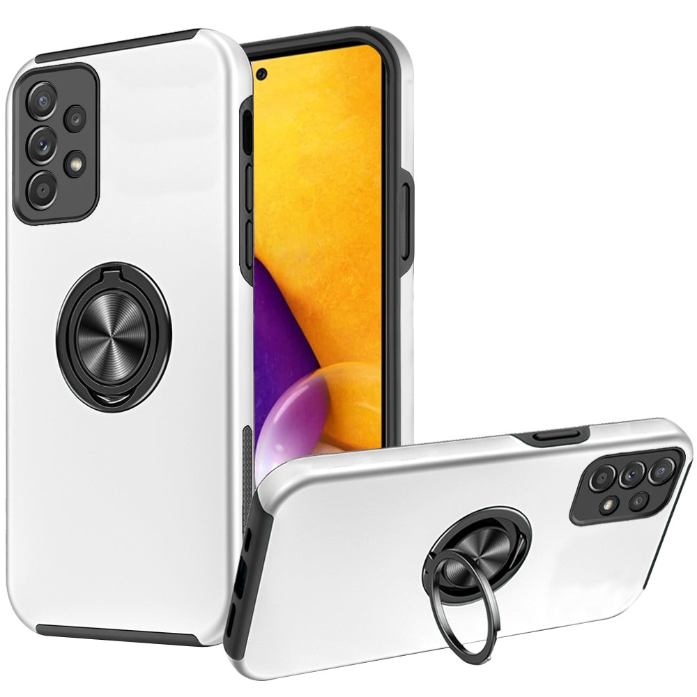 For Samsung Galaxy A73 5G Hybrid 360 Degree Rotatable Metal Invisible Ring Stand Holder Fit Magnetic Car Mount Shockproof Slim  Phone Case Cover