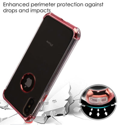 For Apple iPhone XS/X Slim Hybrid Transparent Rubber Gummy Hard PC Silicone Electroplating Protective Clear / Rose Gold Phone Case Cover
