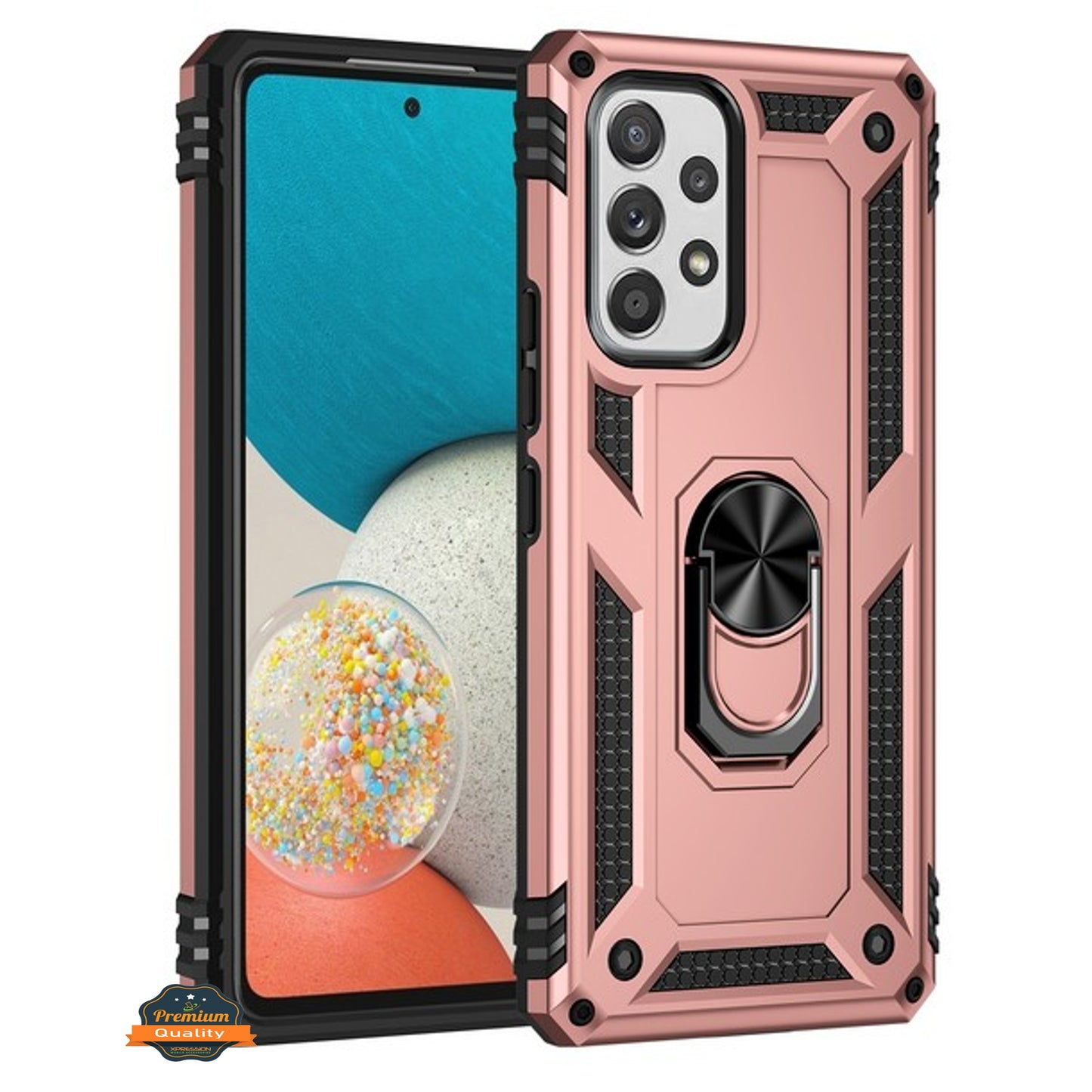 For Samsung Galaxy A03S Shockproof Tuff Hybrid Dual Layer PC TPU with 360° Ring Stand Metal Kickstand Heavy Duty Shell  Phone Case Cover
