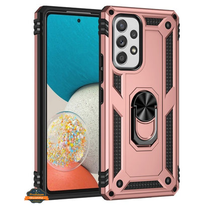 For Samsung Galaxy A03S Shockproof Tuff Hybrid Dual Layer PC TPU with 360° Ring Stand Metal Kickstand Heavy Duty Shell  Phone Case Cover