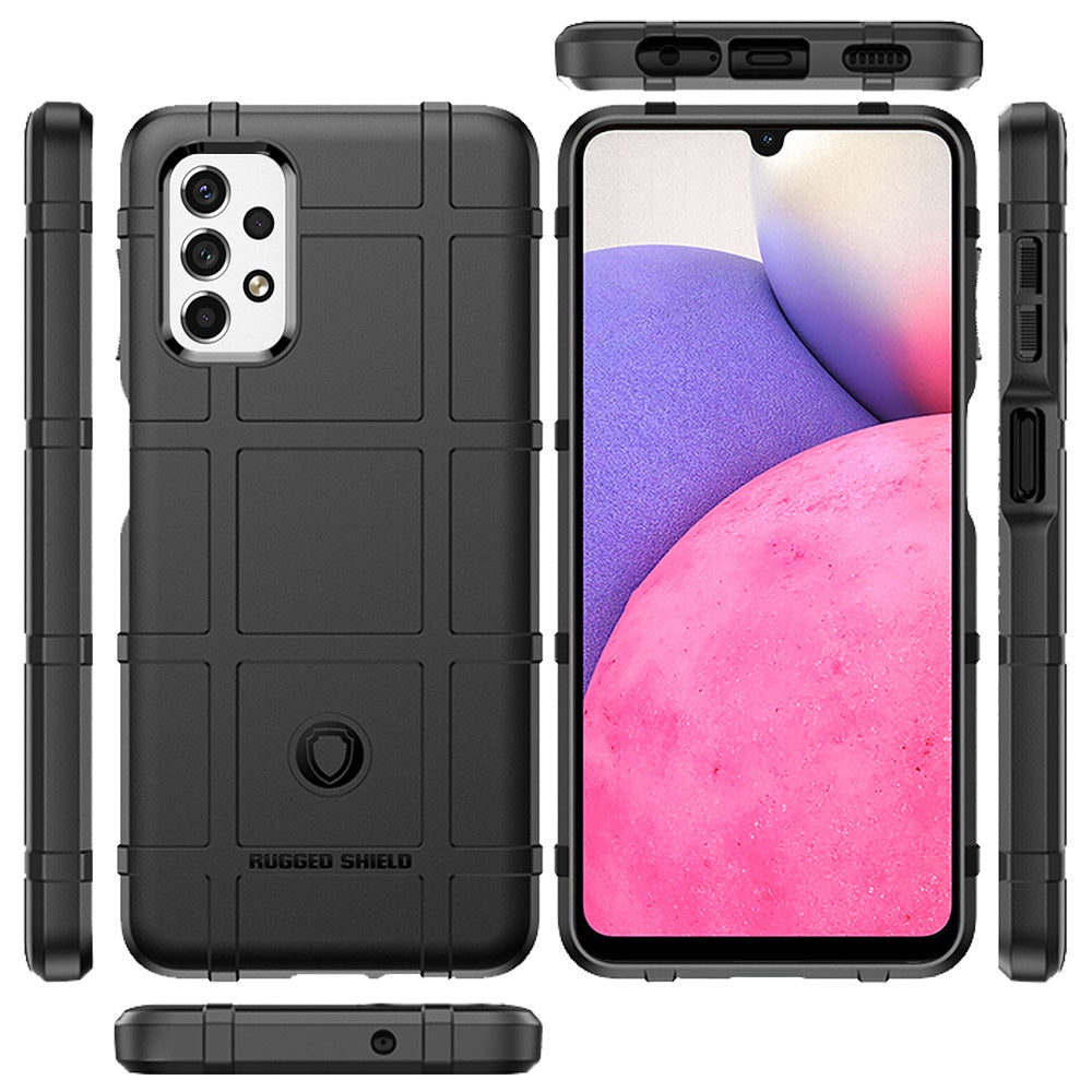 For Samsung Galaxy A33 5G Rugged Shield Hybrid TPU 3.2mm Thick Rough Armor Tactical Matte Grip Silicone Texture Anti-Drop  Phone Case Cover