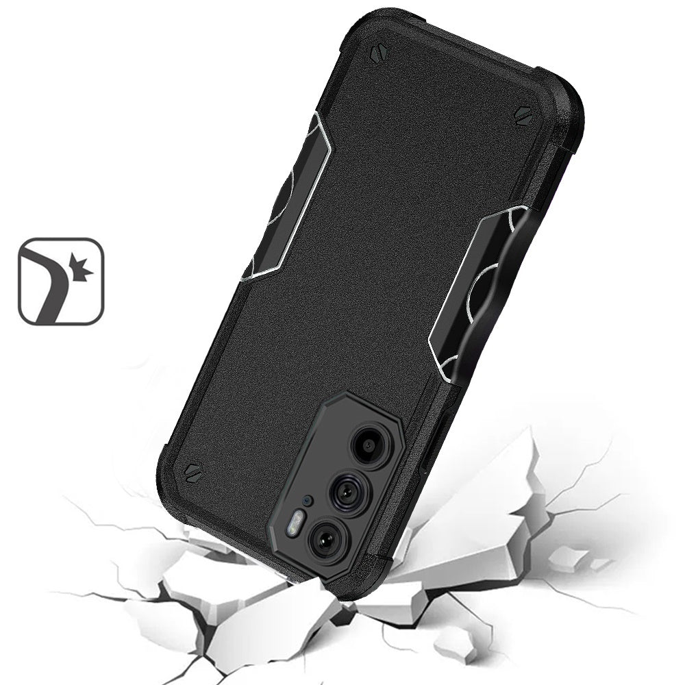 For Motorola Edge+ 2022 /Edge Plus Slim Tough Shockproof Hybrid Heavy Duty Dual Layer Bumper Rugged Hard Rubber Armor  Phone Case Cover