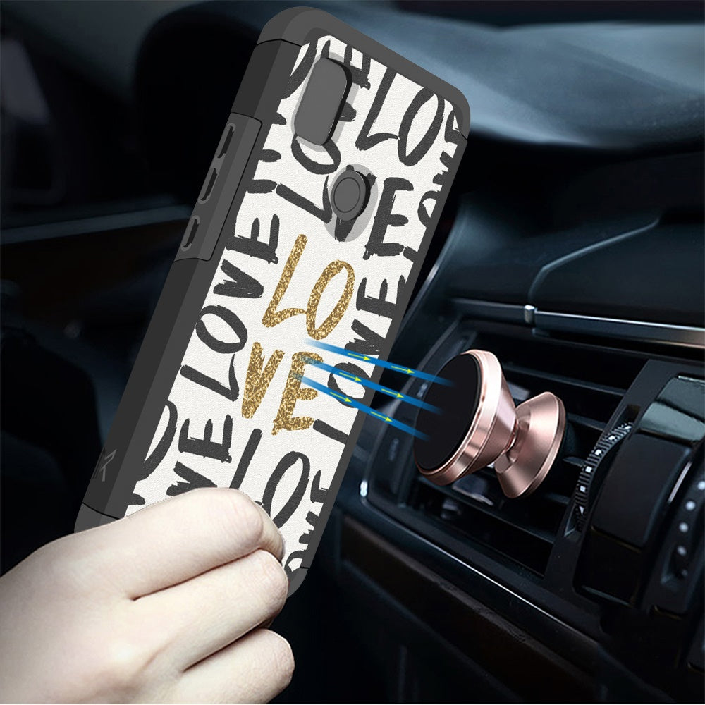 For Cricket Icon 4 Graphic Design Pattern Hard PC TPU 2in1 Tough Strong Hybrid Shockproof Armor Frame  Phone Case Cover