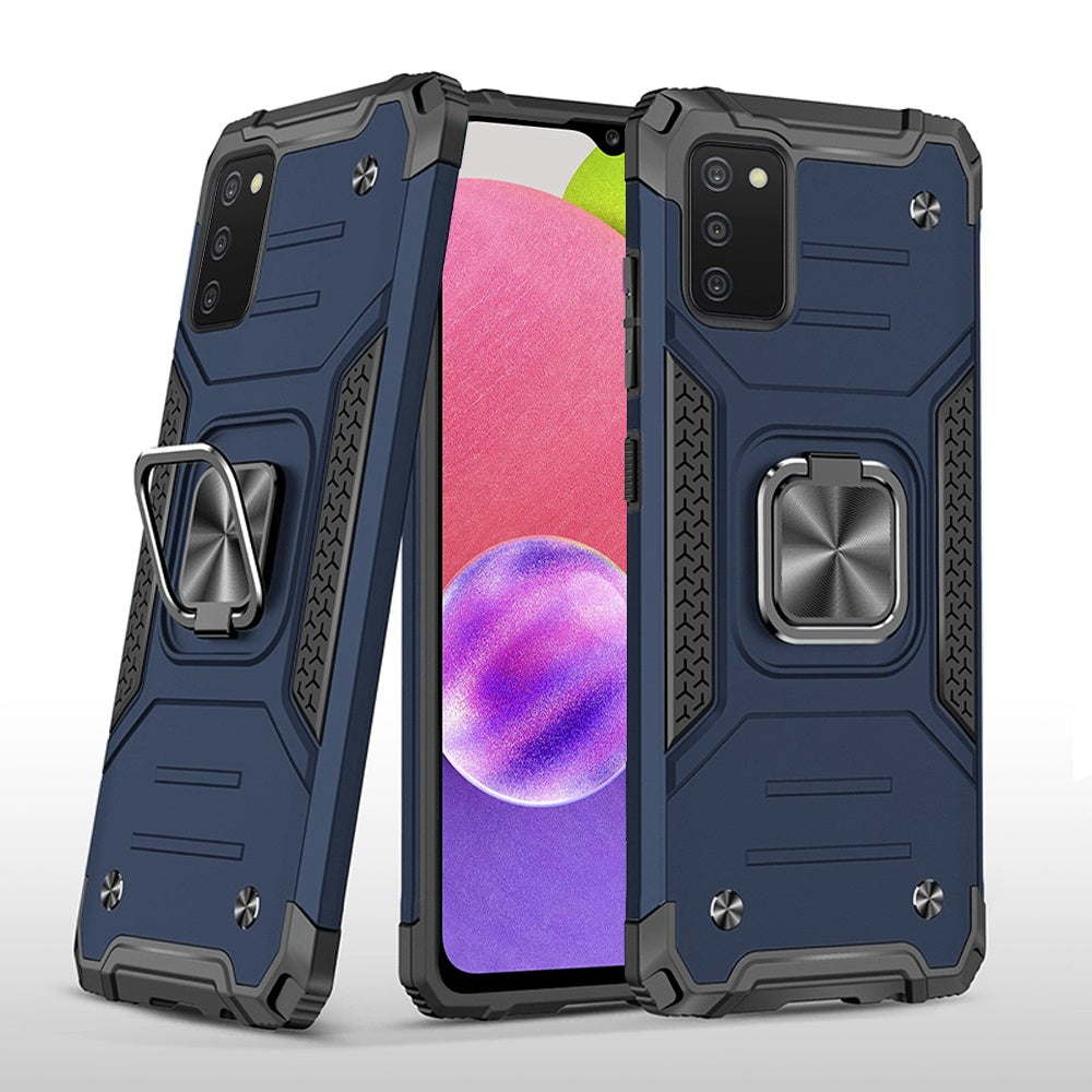 For Samsung Galaxy A03S Armor Hybrid with Ring Holder Kickstand TPU Shockproof Heavy-Duty Durable Rugged Dual Layer  Phone Case Cover