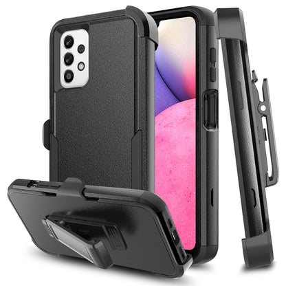 For Samsung Galaxy A33 5G Hybrid Rugged Shockproof 3-Layer Military Tough Heavy Duty with Swivel Belt Clip Kickstand & Holster  Phone Case Cover