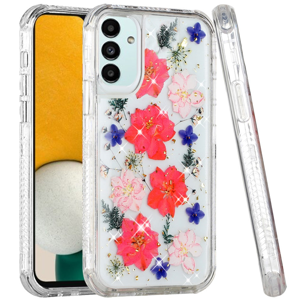 For SSamsung Galaxy A53 5G Beautiful Sparkle Glitter Floral Epoxy Design Shockproof Hybrid Fashion Bling Rubber TPU  Phone Case Cover