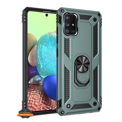 For Samsung Galaxy A71 5G Shockproof Hybrid Dual Layer PC + TPU with Ring Stand Metal Kickstand Heavy Duty Armor Shell  Phone Case Cover
