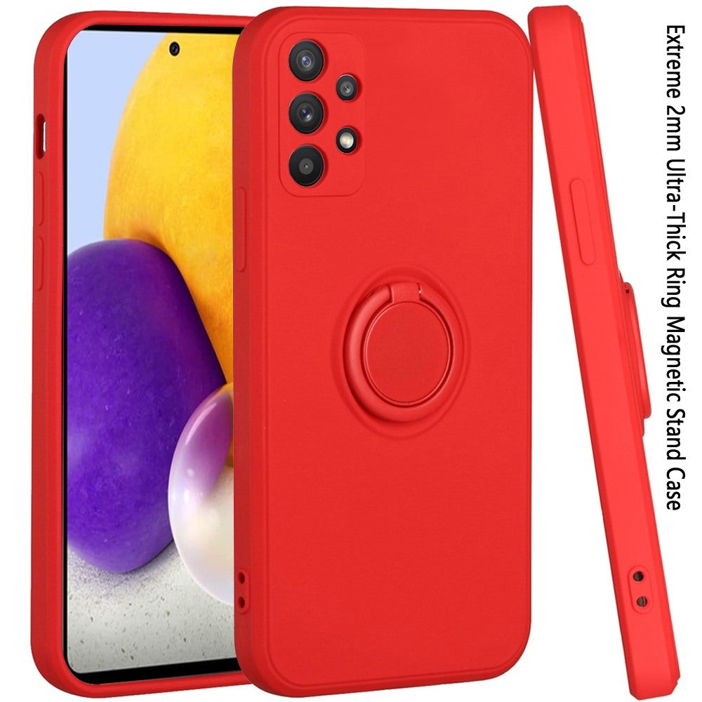 For Samsung Galaxy A73 5G Slim Silicone Soft Rubber Hybrid with Ultra-Thick Ring Magnetic Stand Holder Car Mount Supported Hard Protective  Phone Case Cover