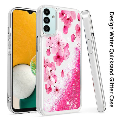 For Apple iPhone 13 /Pro Max Floral Design Quicksand Water Flowing Liquid Floating Sparkle Glitter Bling Flower Fashion TPU Hybrid  Phone Case Cover