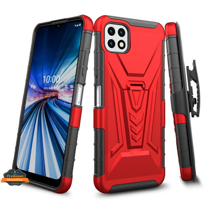For Samsung Galaxy A22 5G Hybrid Armor Kickstand with Swivel Belt Clip Holster Heavy Duty 3 in 1 Defender Shockproof Rugged  Phone Case Cover