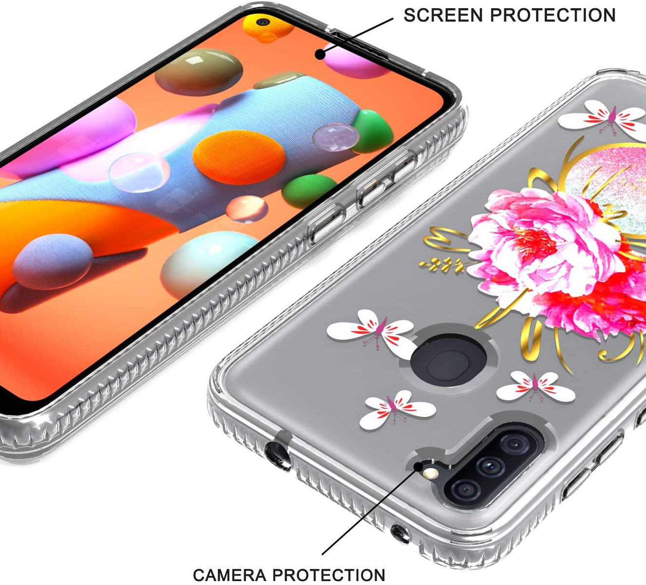 For Apple iPhone 13 /Pro Max Mini Clear Fashion IMD Pattern Design Hard Back PC Hybrid Bumper Armor TPU Soft Rubber Silicone Ultra Slim  Phone Case Cover