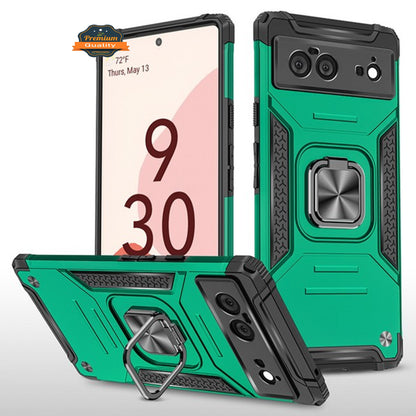 For Google Pixel 6 / 6 Pro Hybrid Dual Layer TPU and Hard PC Anti-Slip Full-Body Rugged Protective with Ring Stand Magnetic Kickstand  Phone Case Cover