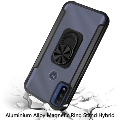 For Motorola Moto G Pure / Moto G Power 2022 Clear Military Grade Design Hybrid Protective with Ring Holder Kickstand [Magnetic Car Mount Feature]  Phone Case Cover