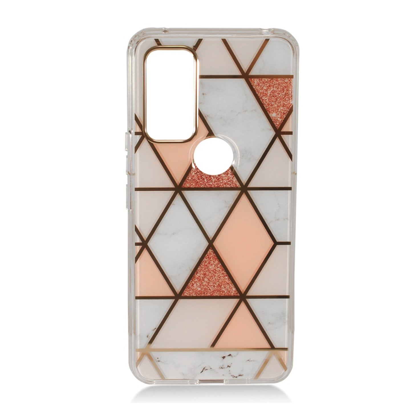 For Cricket Dream 5G Fashion IMD Design Plastic Hard Back Shock-Absorption PC with Rubber Soft TPU Bumper Protective Pink White Phone Case Cover