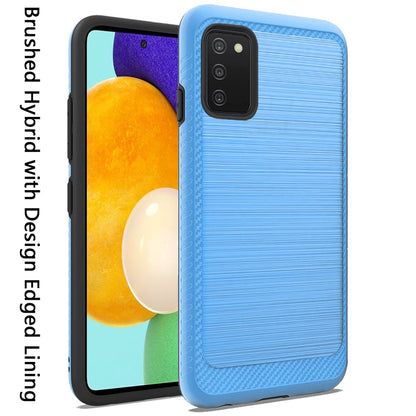 For Samsung Galaxy A03S Slim Protective Hybrid TPU 2-Piece Bumper Shockproof with Brushed Metal Texture Carbon Fiber Hard PC Back  Phone Case Cover