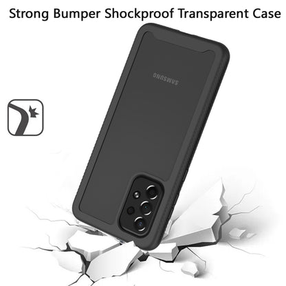 For Samsung Galaxy A73 5G Clear Dual Layer Rugged Bumper Frame Heavy Duty Hybrid Shockproof Rubber TPU Defender Black Phone Case Cover