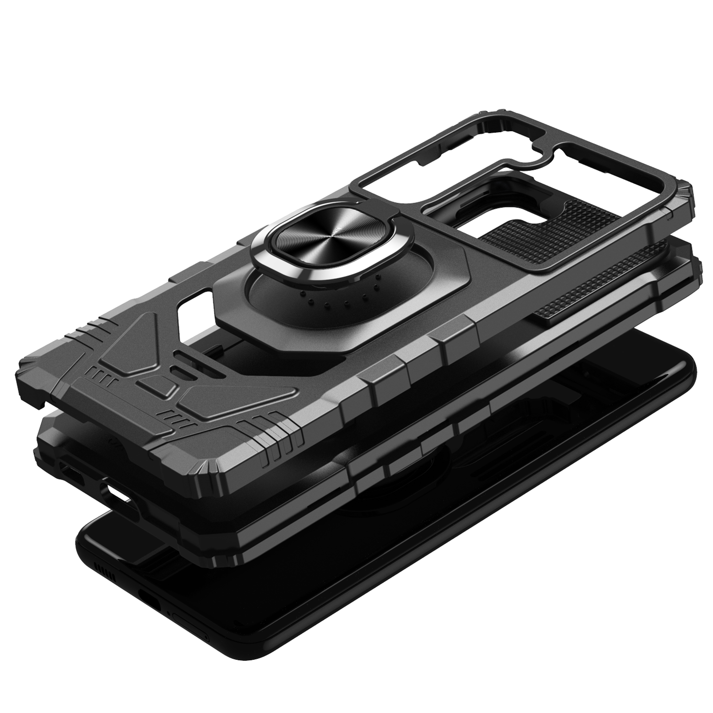 For Samsung Galaxy S21 FE /Fan Edition Hybrid Dual Layer with Rotate Magnetic Ring Stand Holder Kickstand, Rugged Shockproof Anti-Scratch Protective  Phone Case Cover