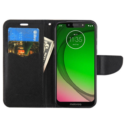 For Motorola Moto G7 Play PU Leather Wallet with Credit Card Holder Storage Folio Flip Pouch Stand Black Phone Case Cover