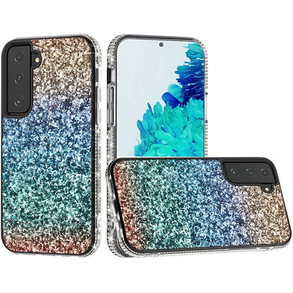 For Samsung Galaxy A53 5G Rhinestone Sparkling Rainbow Gradual Glitter Full Diamond Bling Protective Hybrid Rugged Slim  Phone Case Cover