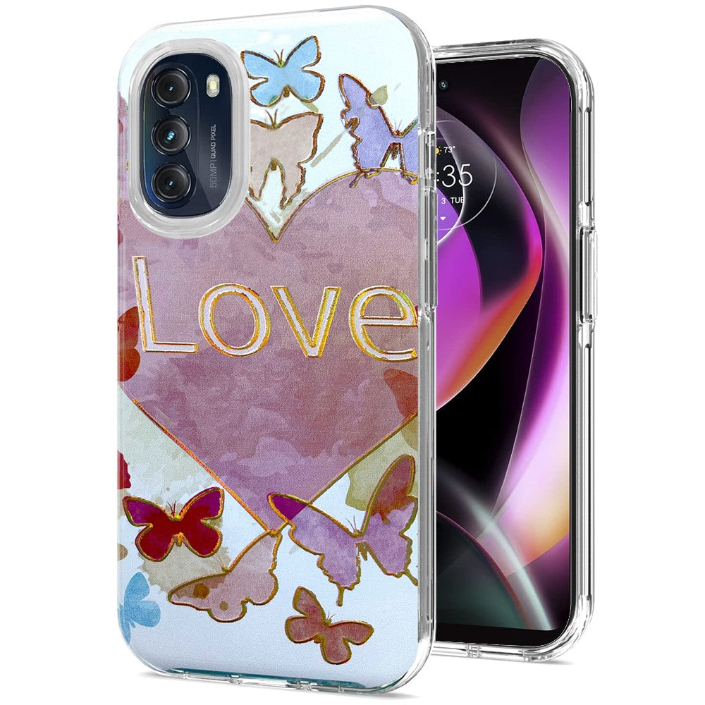 For Motorola Moto G 5G 2022 Stylish Gold Layer Design Hybrid Rubber TPU Hard PC Shockproof Armor Rugged Slim  Phone Case Cover