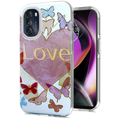 For Motorola Moto G 5G 2022 Stylish Gold Layer Design Hybrid Rubber TPU Hard PC Shockproof Armor Rugged Slim  Phone Case Cover