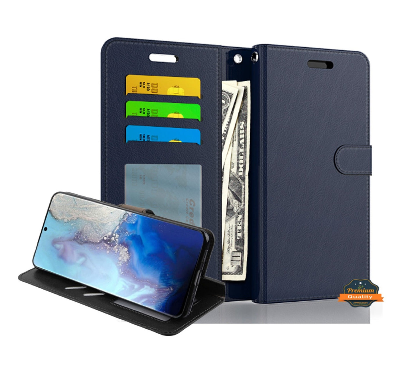 For Samsung Galaxy A53 5G Wallet PU Leather Pouch with Credit Card Slots ID Money Pocket, Stand & Strap Flip Dual Layers Protective  Phone Case Cover