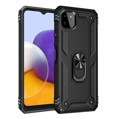 For Boost Mobile Celero 5G Military Grade Heavy Duty Armor Protection Hybrid with Rotating Metal Ring Kickstand Finger Loop Stand  Phone Case Cover