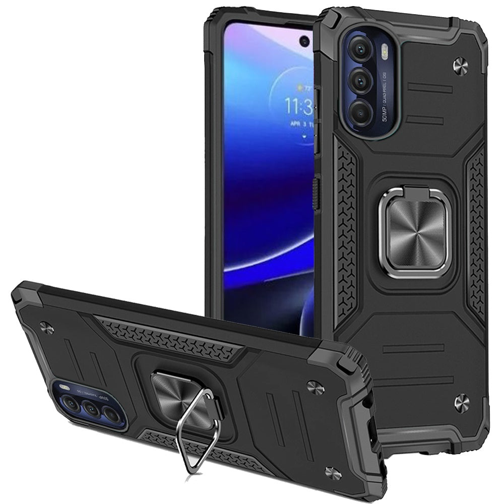 For Motorola Moto G Stylus 5G 2022 Armor Hybrid with Ring Holder Kickstand Shockproof TPU Heavy-Duty Rugged Dual Layer  Phone Case Cover