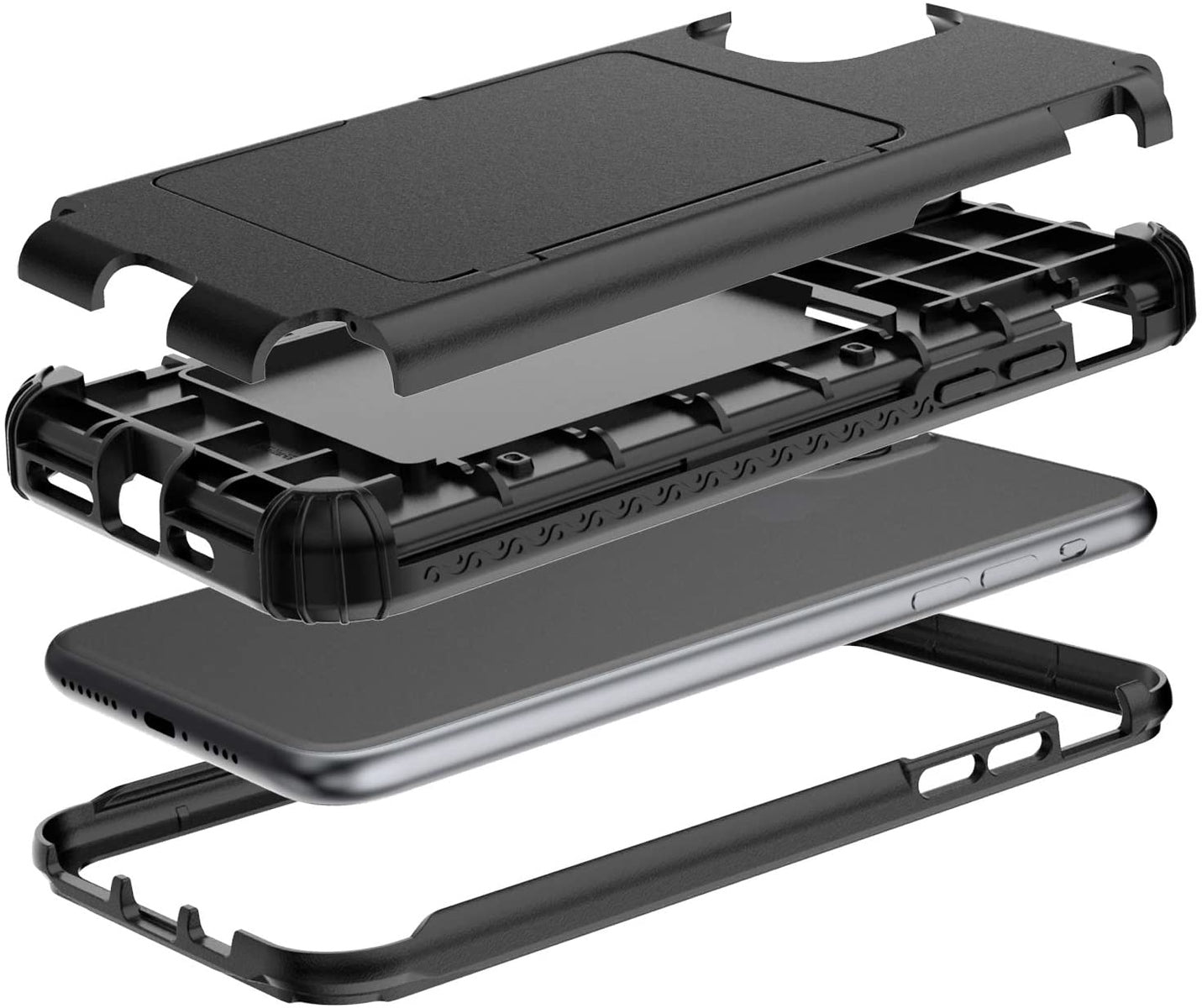 For Apple iPhone 12 /Pro Max Wallet Design with Credit Card Holder, Hidden Back Mirror Stand Heavy Duty Hybrid Shockproof  Phone Case Cover