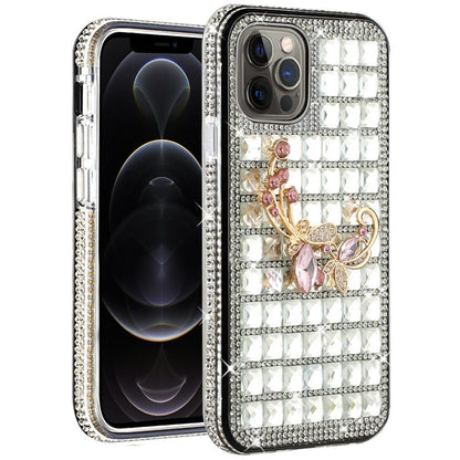 For Apple iPhone XR Fashion Luxury 3D Bling Diamonds Rhinestone Jeweled Ornament Shiny Crystal Hybrid Hard  Phone Case Cover
