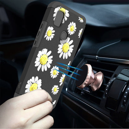 For Cricket Icon 4 Graphic Design Pattern Hard PC TPU 2in1 Tough Strong Hybrid Shockproof Armor Frame  Phone Case Cover