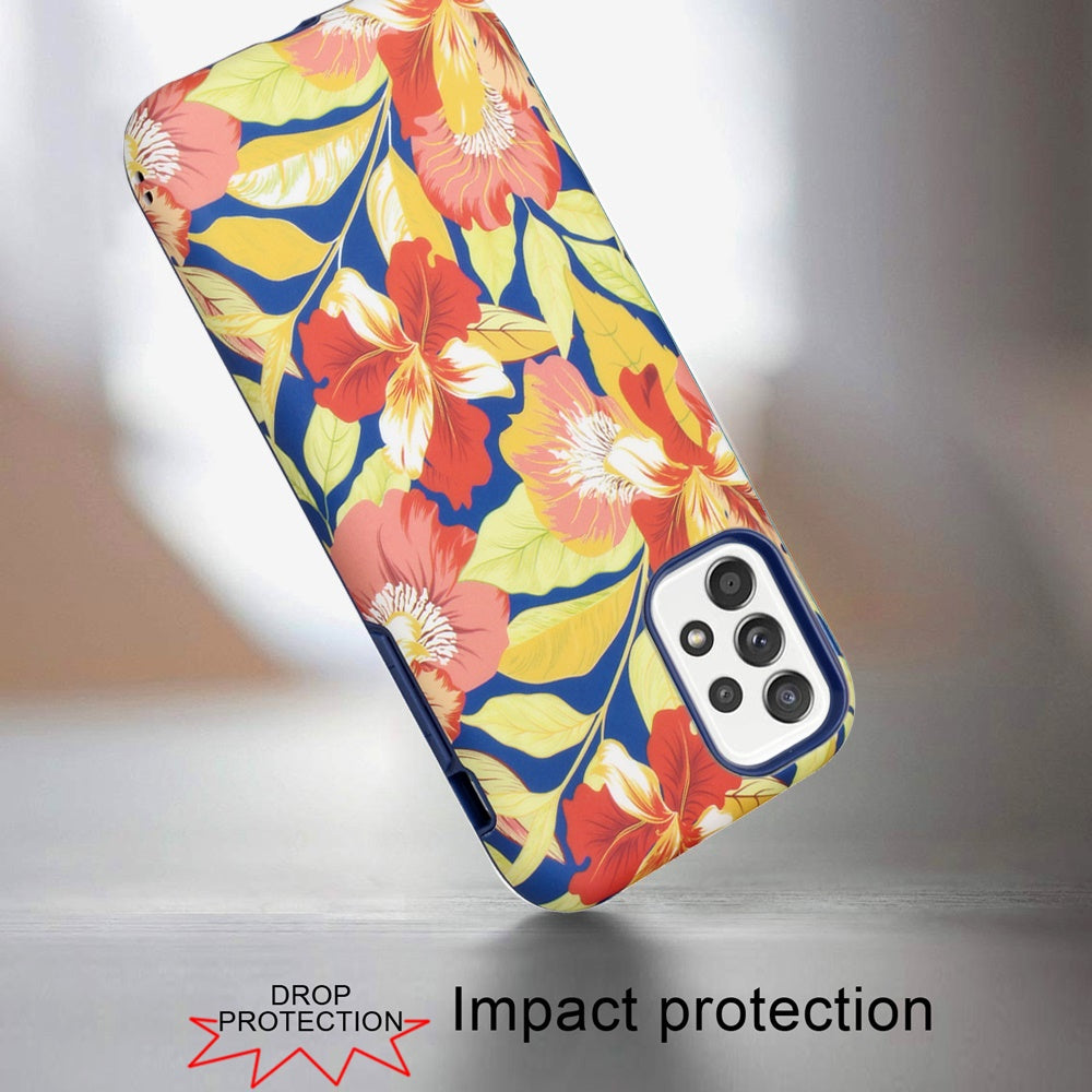 For Apple iPhone 14 (6.1") Bliss Floral Stylish Design Hybrid Rubber Silicone TPU Hard Shockproof Armor Slim  Phone Case Cover