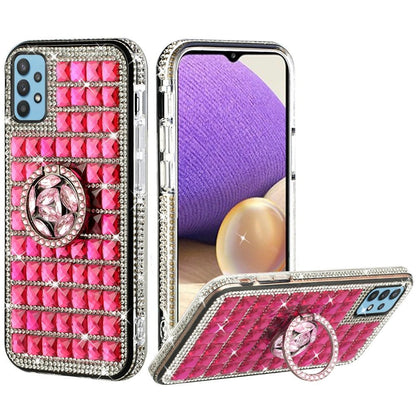 For Apple iPhone 11 (6.1") Luxury 3D Bling Diamonds Rhinestone Jeweled Shiny Crystal Hybrid TPU Hard with Ring Stand Holder Black Phone Case Cover
