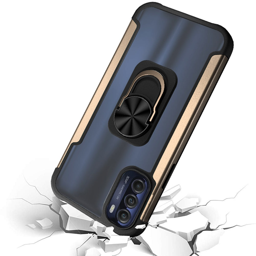 For Motorola Moto G Stylus 5G 2022 Clear Military Grade Hybrid with Ring Holder Kickstand [Magnetic Car Mount Feature]  Phone Case Cover