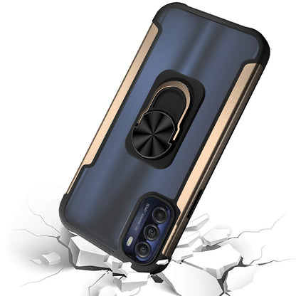 For Motorola Moto G Stylus 5G 2022 Clear Military Grade Hybrid with Ring Holder Kickstand [Magnetic Car Mount Feature]  Phone Case Cover