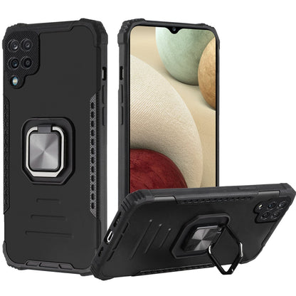 For Samsung Galaxy A12 5G Hybrid with Stand Magnetic Ring Kickstand Bumper Shockproof Armor Heavy Duty Military Grade Hard  Phone Case Cover