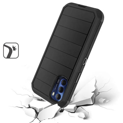 For Motorola Moto G Stylus 2022 4G Combo 3in1 Holster Heavy Duty Rugged with Swivel Belt Clip and Kickstand Black Phone Case Cover