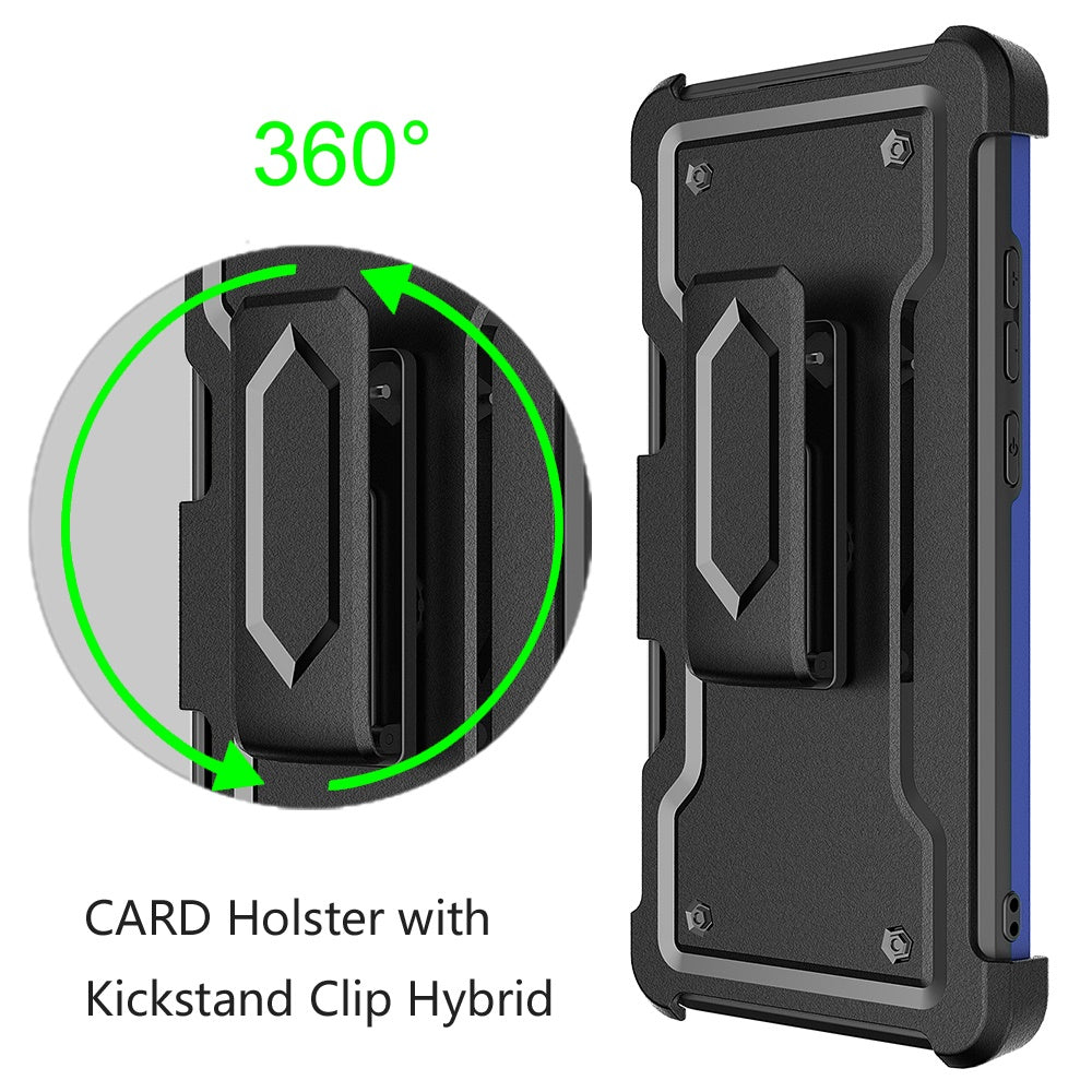 For Samsung Galaxy A53 5G Armor Belt Clip with Credit Card Holder, Holster, Kickstand Protective Heavy Duty Body Hybrid  Phone Case Cover