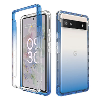 For Google Pixel 6A Dual Layer Hybrid Clear Gradient Two Tone Transparent Shockproof Rubber Hard Protective Frame  Phone Case Cover