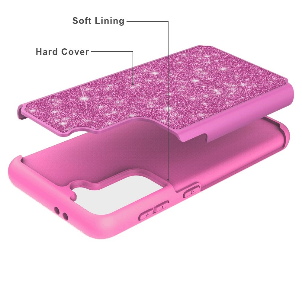 For Apple iPhone 13 Pro (6.1") Glitter Sparkle Bling Shinny Hybrid Slim Rhinestone 2 in 1 Hard PC & Soft TPU Rugged Protective  Phone Case Cover